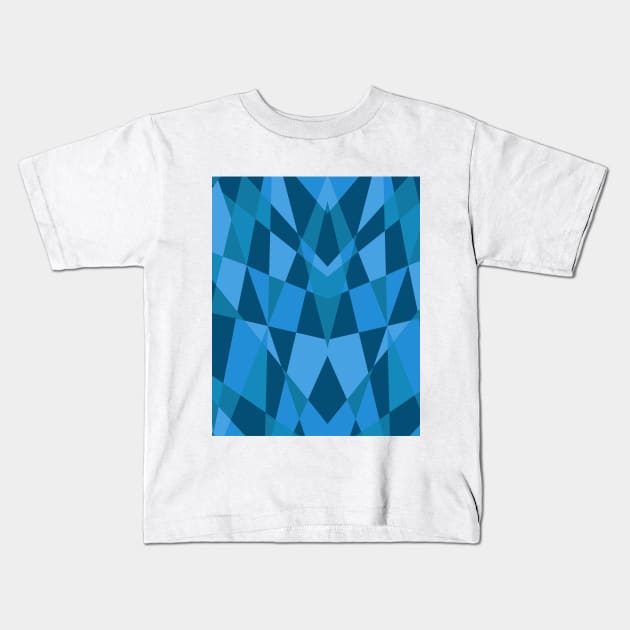 Triangles Geometric Mosaic Pattern Blue Kids T-Shirt by oknoki